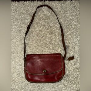 Vintage coach Leather Crossbody Bag in Deep Red